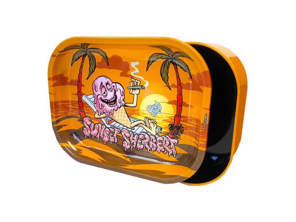 Best Buds Rolling Tray with Storage Sunset Sherbet