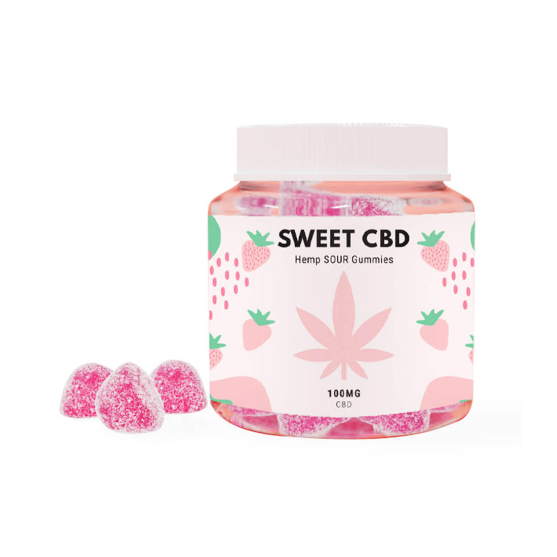 Sweet CBD 100mg Sour Strawberry Gummies (60g)